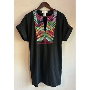 Mara Hoffman Embroidered Shift Dress S Resort Boho Festival Beach Retro Colorful